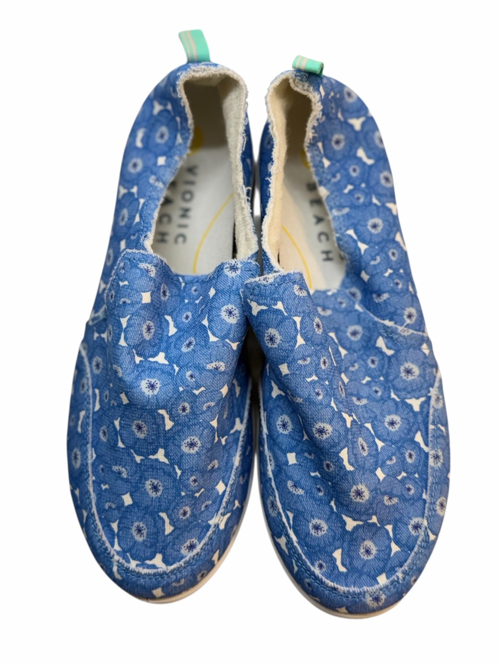 Vionic Beach Malibu Blue Floral Print Slip On Shoes NWT Women’s 7.5W - Picture 6 of 9